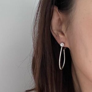 NEW Diamonique Elegant Silver In and Out Hoop Earrings